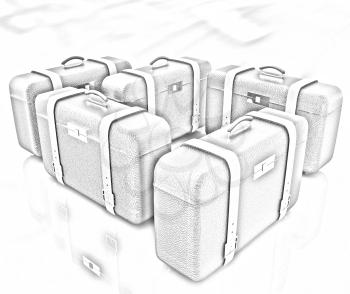 Brown traveler's suitcases. Futuristic 3d illustration 