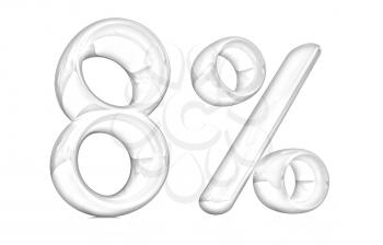 3d red 8 - eight percent on a white background