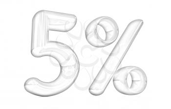 3d red 5 - five percent on a white background