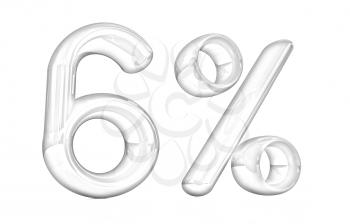 3d red 6 - six percent on a white background