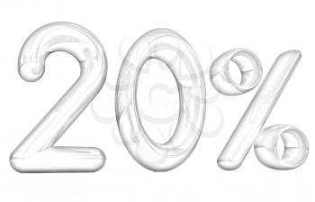 3d red 20 - twenty percent on a white background