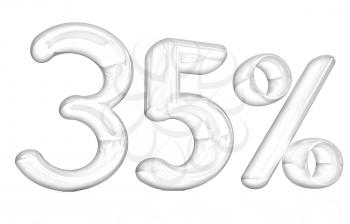3d red 35 - thirty five percent on a white background