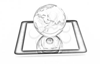 Phone and earch on white background.Global internet concept