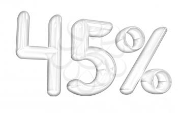 3d red 45 - forty five percent on a white background