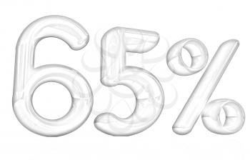 3d red 65 - sixty five percent on a white background