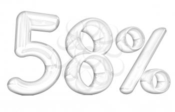 3d red 58 - fifty eight percent on a white background
