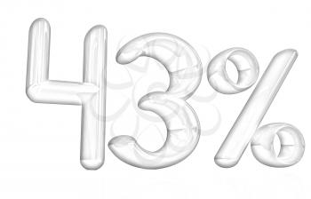3d red 43 - forty three percent on a white background