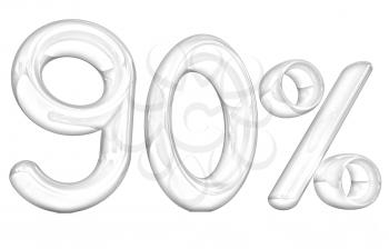 3d red 90 - ninety percent on a white background