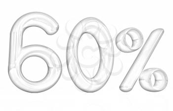 3d red 60 - sixty percent on a white background