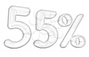 3d red 55 - fifty five percent on a white background