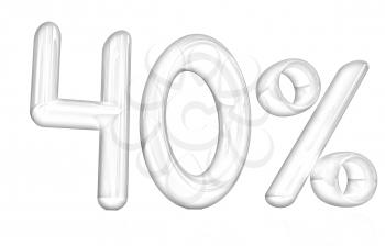 3d red 40 - forty percent on a white background
