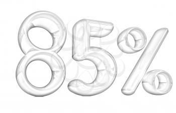 3d red 85 - eighty-five percent on a white background