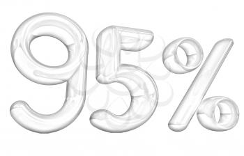 3d red 95 - ninety five percent on a white background