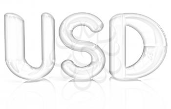 USD 3d text on a white background