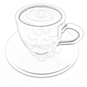 Coffee cup on saucer on a white background