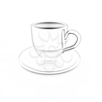 Cup on a saucer on white background