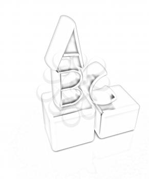 Alphabet and blocks on a white background 