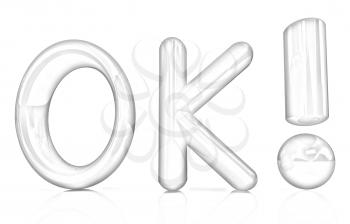 3d redl text OK on a white background