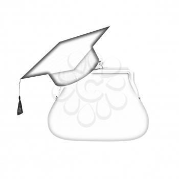 money bags education hat sign illustration design over white 