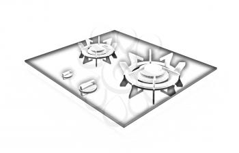 3d gas-stove on a white background