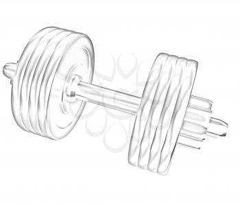 Gold dumbbells isolated on a white background