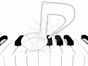 3d note on a piano. On a white background