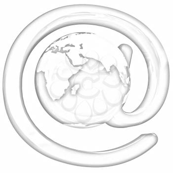 Glossy icon with mail for Earth on a white background
