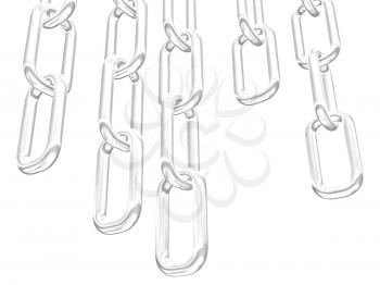 Metal chains on a white background