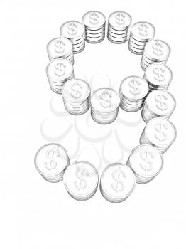 the number nine of gold coins with dollar sign on a white background