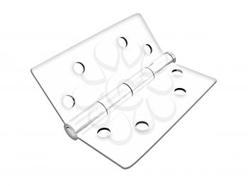 assembly metal hinges on a white background
