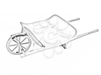 metal wheelbarrow on a white background