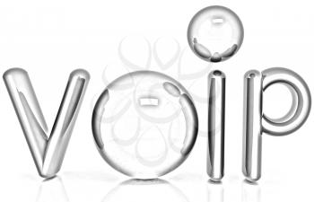 VoIP 3d word of carbon material on a white background