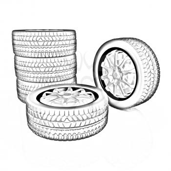 car wheel illustration on white background