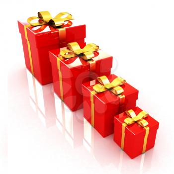 Bright christmas gifts on a white background 
