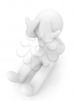 3d personage with hands on face on white background. Series: human emotions