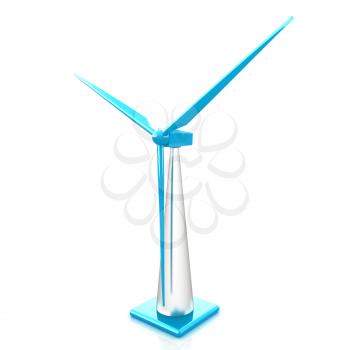 Wind turbine isolated on white 