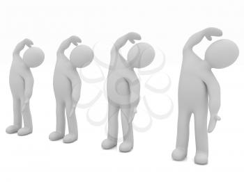 3d mans isolated on white. Series: morning exercises - flexibility exercises and stretching 