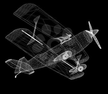 retro airplane isolated on black background 