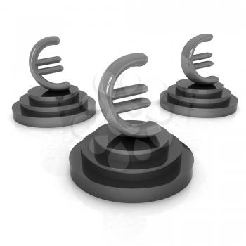 icon euro signs on podiums on a white background 