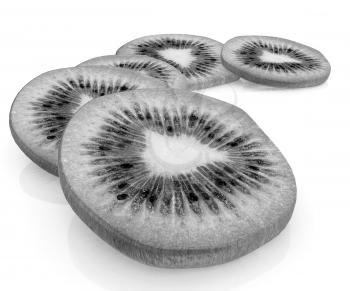 slices of kiwi on a white background