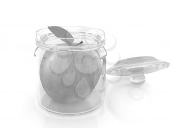 fresh apple in the bank on a white background