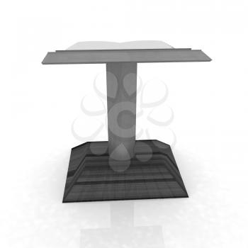 3d render of podium with an open book 