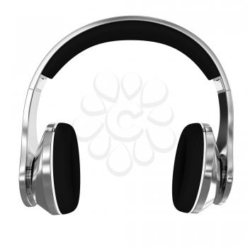 Chrome headphones on a white background