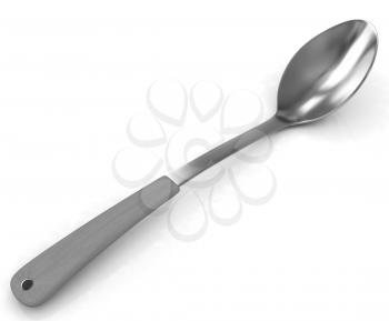 Gold long spoon on a white background 