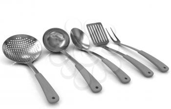 Gold cutlery on a white background 