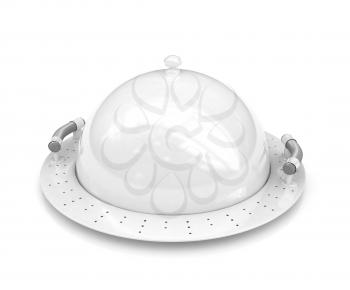 Restaurant cloche with lid on a white background
