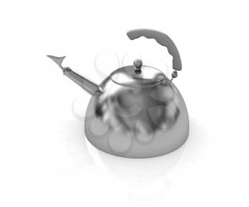 Glossy golden kettle on a white background