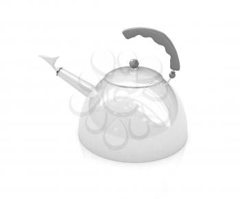 Glossy metall kettle on a white background