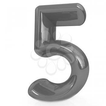 Number 5- five on white background. 