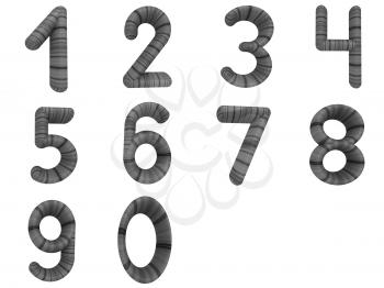 Wooden numbers set on a white background